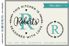 DIY personalize SVG Kitchen Seasoned with Love monogram frame - SVG DXF EPS PNG - Cricut &amp; Silhouette - clean cutting files Product Image 1