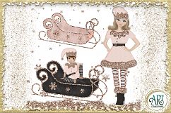 Christmas Snow Queen in Rose Gold Glitter and Pink 21 PNG Product Image 7