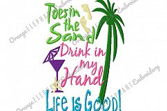 Toes In The Sand Unique Urban Machine Embroidery Design digital File  Product Image 1