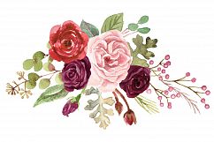 Watercolor Marsala Roses &amp; Foliage Product Image 2