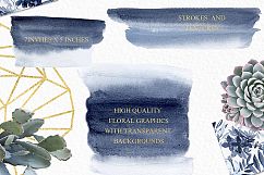 Dainty blue watercolor clipart. Navy blue wedding design. Product Image 6