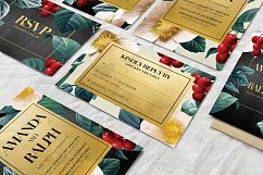 Gold &amp; Floral Wedding Invitation Suite Product Image 2