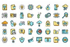 Cyber attack icons set vector flat Product Image 1