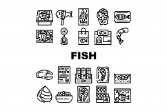 Fish Market Product Collection Icons Set Vector Product Image 1