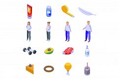 Slimming icons set, isometric style Product Image 1