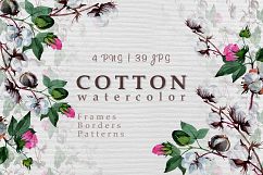 Cool cotton PNG watercolor set Product Image 1
