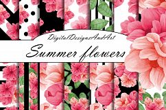 Pink flower digital paper Product Image 1