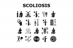 Scoliosis Disease Collection Icons Set Vector Product Image 1