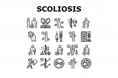 Scoliosis Disease Collection Icons Set Vector Product Image 1