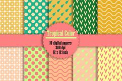 10 Seamless Tropical Color Digital Papers, Polka Dot, Heart Product Image 1