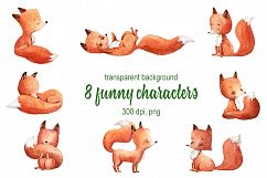 Cute Fox - Watercolor Clip Art Set Product Image 2