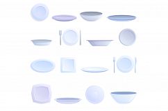 Plate icons set, cartoon style Product Image 1