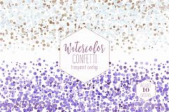 WATERCOLOR CONFETTI BORDER Clipart Commercial Use Confetti Transparent Overlays Mint Purple Pink Party Wedding Invitation Graphics Product Image 3