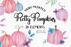 Pumpkins Pink Blue Pastel Floral Clipart Elements Flowers Product Image 1