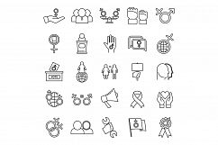 Empowerment girl icons set, outline style Product Image 1