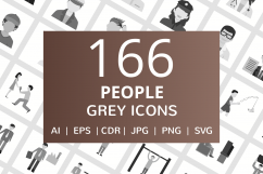 166 People Flat Greyscale Icons Product Image 1