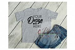 Blank Heather Gray Kids T Shirt Mockup Gray Shirt Mock up Product Image 1