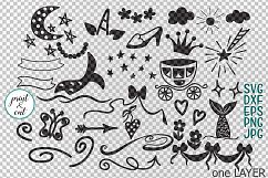 Unicorn Mermaid Princess doodles bundle svg cutting elements Product Image 2