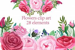 Watercolor roses clipart Product Image 1