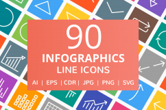90 Infographics Line Multicolor B/G Icons Product Image 1