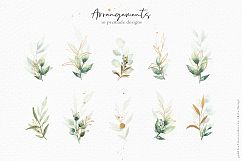 Gold leaf watercolor alphabet clipart Product Image 9