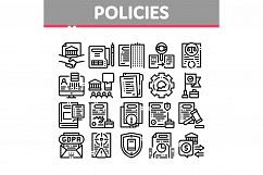 Policies Data Process Collection Icons Set Vector Product Image 1