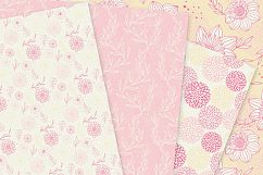 Pink and Cream Floral Vector Patterns - Pink Flower Seamless Digital Papers Product Image 4