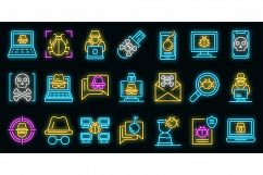 Hacker icons set vector neon Product Image 1