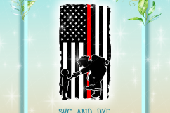 Firefighter with Child USA Flag SVG, Fire Fighter Svg Product Image 3