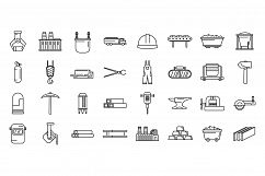 Metallurgy industry icons set, outline style Product Image 1