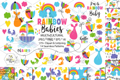 Rainbow Baby Clipart And Seamless Digital Papers Bundle Product Image 1