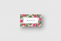 Business card template with monstera leaf &amp; tropical flowers Product Image 4