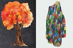 City in fall watercolor clip art Product Image 6