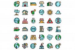 Global warming icons set vector flat Product Image 1