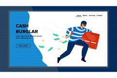 Cash Burglar Running With Bank Credit Card Vector Product Image 1