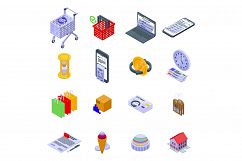 Purchase history icons set, isometric style Product Image 1