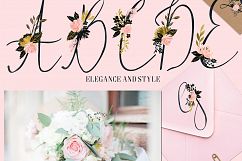 Blush pink Gold Black. Watercolour flowers Digital clipart designer kit. Product Image 2