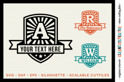 Retro Badge Monogram Font- DXF EPS SVG - Cricut and Silhouette - clean cutting files Product Image 1