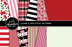 Cherry Treats Clipart Graphics &amp; Digital Paper Patterns Bundle Product Image 2