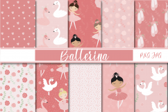 Ballerina and swans, digital clipart and paper set Product Image 4