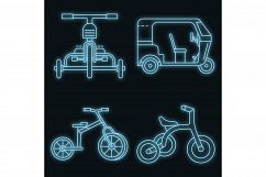 Tricycle icon set vector neon Product Image 1