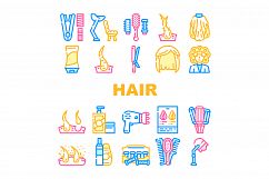 Healthy Hair Treatment Collection Icons Set Vector Product Image 1