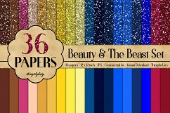 36 Glitter and Solid Color Princess Red and Blue Papers Product Image 1