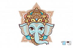 Hindu elephant head God Lord Ganesh. Hinduism. Paisley background. Product Image 1