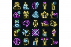 Alzheimers disease icons set vector neon Product Image 1