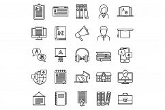 Modern foreign language teacher icons set, outline style Product Image 1