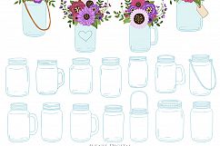 Purple Mason Jar Floral Purple Wedding Clipart Product Image 4