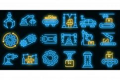 Assembly line icons set vector neon Product Image 1