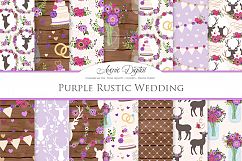 Purple Wedding Digital Paper - Purple Rustic Wedding Deer Seamless Patterns Product Image 1