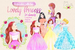 Lovely Princess - watercolor clipart Product Image 1